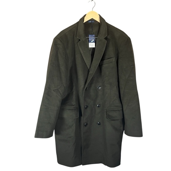 NEW Stafford Wool-blend Double-Breasted Topcoat XL Olive Green - Picture 1 of 16